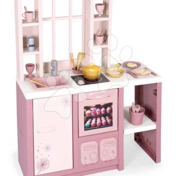 Játékkonyha elektronikus mágikus tésztával Loft Fleur Pink 360° Smoby rózsaszín hanggal körbejárható 27 kiegészítővel 50 cm munkafelölettel kép