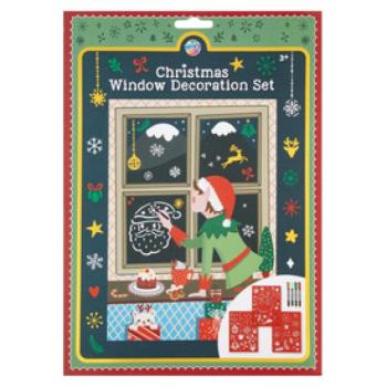 Karácsonyi ablakdíszítő szett 3 db A4 sablonnal, 4 filctollal kép