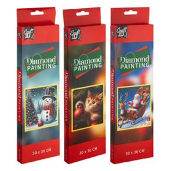 Karácsonyi gyémántfestő 30x30 cm, 3 féle kép