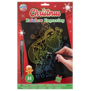 Karácsonyi képkarcoló, A4, 2 féle (arany /ezüst) kép