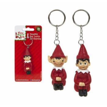 Karácsonyi manó kulcstartó, 5 cm, kézzel festett, 2 féle kép