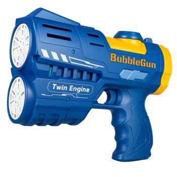Kék színű 16 fúvókás automata buborékfújó pisztoly dupla LED világítással – nyári kültéri játék gyerekeknek (BBJ) kép