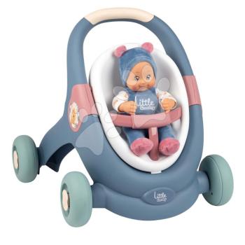 Készségfejlesztő járássegítő és babakocsi Baby Walker 3in1 + Baby Doll Little Smoby 30 cm játékbabával és fékezhető 12 hó-tól kép