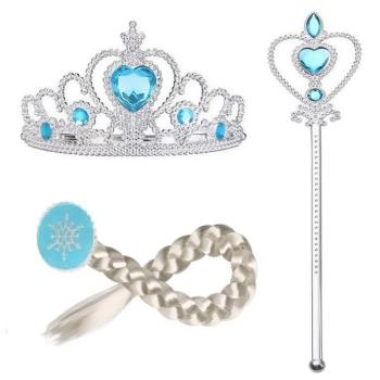 Kiegészítő készlet Elza jelmezhez - tiarával, kesztyűvel, jogarral és hajfonattal (BBJ) kép