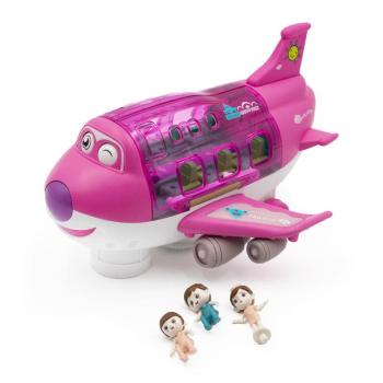 Kinyitható játék repülő kivehető utasokkal, stewardess-sel, – fény és hangeffektekkel, 360°-os fordulatokat vesz, rózsaszín (BBJ) kép