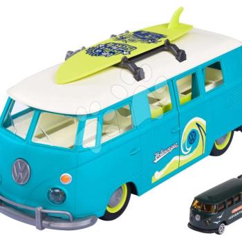 Kisautó lakókocsi VW The Originals T1 Majorette fénnyel és 1 gyűjtői kisautóval 32,5 cm hosszú kép