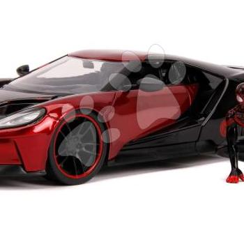 Kisautó Marvel 2017 Ford GT Jada fém nyitható részekkel és Miles Morales figurával hossza 20 cm 1:24 kép