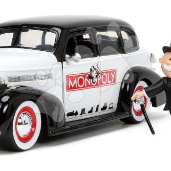 Kisautó Monopoly Chevy Master 1939 Jada fém nyitható részekkel és Uncle Pennybags figurával hossza 20 cm 1:24 kép