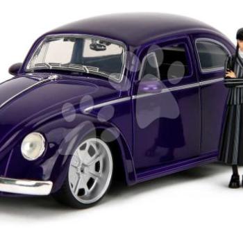 Kisautó Volkswagen Beetle Hollywood Rides Jada fém nyitható ajtóval és Wednesday figurával 1:24 kép