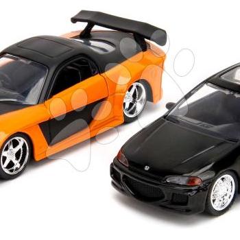 Kisautók Honda Civic Coupe és Han´s Mazda RX-7 Fast & Furious Twin Pack Jada fém nyitható részekkel  hossza 13 cm 1:32 kép