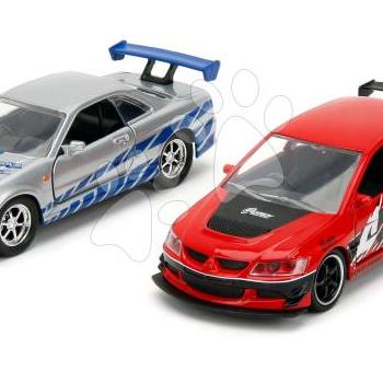 Kisautók Mitsubishi Lancer Evolution IX és Nissan Skyline GTR R34 Fast & Furious Twin Pack Jada fém nyitható részekkel 12 cm 1:32 kép