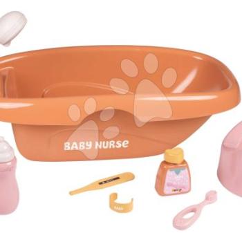 Kiskád bilivel 42 cm babának Bath Set & Accessories Soft Baby Nurse Smoby 8 kiegészítővel kép