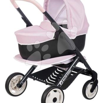 Kombinált babakocsi Puschair Pink Maxi Cosi&Quinny Smoby mély sportos és hordozható mózeskosár 42 cm játékbabának 64 cm tolókarral kép