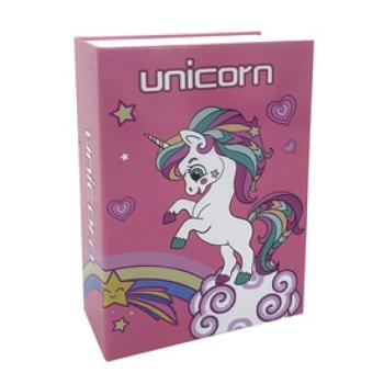 Könyv alakú persely - unikornis kép