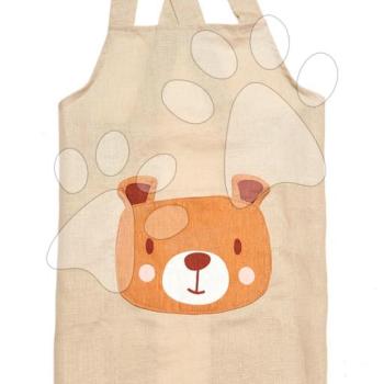 Kötényke gyerekeknek Mackó Bear Linen Cotton Apron ThreadBear pamutszövetből bézs 3-8 éves korosztálynak kép