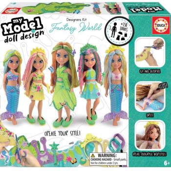 Kreatív alkotás My Model Doll Design Fantasy World Educa készíts saját játékbabát strand ruhában 5 modell 6 éves kortól kép