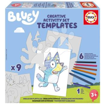 Kreatív alkotás Stencil Bluey Activity Set Educa színezd ki a kutyust Bluey 6 zsírkrétával 8 különböző modell 24 hó-tól EDU19886 kép