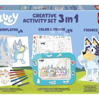 Kreatív rajzolás táblagéppel Colour & Frame Bluey Activity Set Educa színezd ki kutyusodat 24 sablonnal matricával 6 zsírkrétával 3 évtől EDU19887 kép