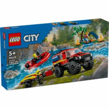 LEGO City Fire 60412 4X4 Tűzoltóautó mentőcsónakkal kép