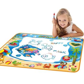 Mágikus vizes kifestő szőnyeg - maszatmentes rajztábla gyerekeknek - filccel és sablonokkal - 100 x 80 cm (BBJ) kép
