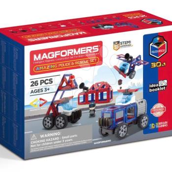 Mágneses építőjáték Rendőrség és mentőszolgálat Amazing Police & Rescue set Magformers 26 részes kép