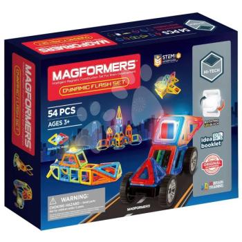 Mágneses építőjáték Villogó fények Dynamic Flash Set Magformers elektronikus 54 részes kép