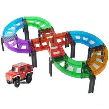 Mágneses építőkocka készlet gyerekeknek – autópálya építő játék 26 részes G001 (BBJ) kép