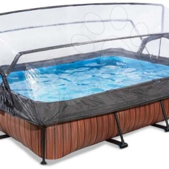 Medence búrával és szivattyúval Wood pool Exit Toys acél medencekeret 220*150*65 cm barna 6 évtől kép
