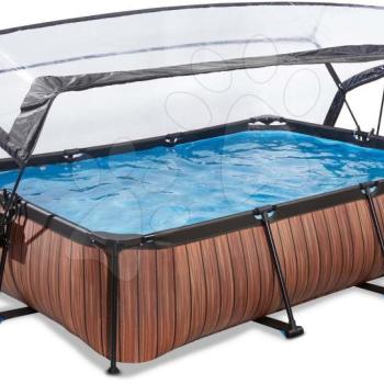 Medence búrával és szivattyúval Wood pool Exit Toys acél medencekeret 300*200 cm barna 6 évtől kép