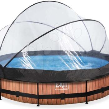 Medence búrával és szivattyúval Wood pool Exit Toys kerek acél medencekeret 360*76 cm barna 6 évtől kép