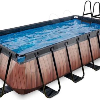 Medence homokszűrős vízforgatóval Wood pool Exit Toys acél medencekeret 400*200*100 cm barna 6 évtől kép