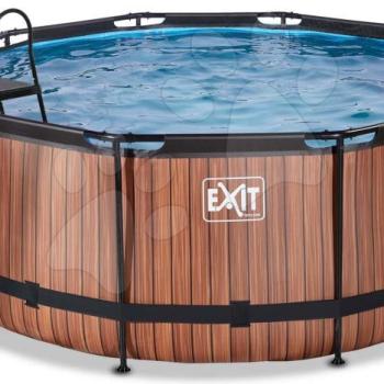 Medence homokszűrős vízforgatóval Wood pool Exit Toys kerek acél medencekeret 360*122 cm barna 6 évtől kép