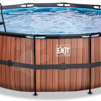 Medence homokszűrős vízforgatóval Wood pool Exit Toys kerek acél medencekeret 427*122 cm barna 6 évtől kép