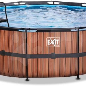 Medence homokszűrős vízforgatóval Wood pool Exit Toys kerek acél medencekeret 488*122 cm barna 6 évtől kép