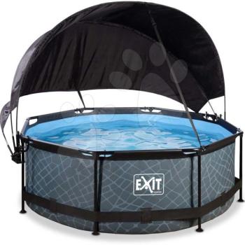 Medence napellenzővel és szivattyúval Stone pool Exit Toys kerek acél medencekeret 244*76 cm szürke 6 évtől kép