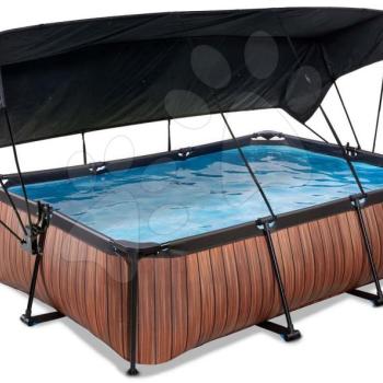 Medence napellenzővel és szivattyúval Wood pool Exit Toys acél medencekeret 220*150 cm barna 6 évtől kép