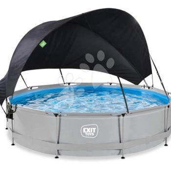 Medence napellenzővel és szűrővel Soft Grey pool Exit Toys kerek acél szerkezet 360*76 cm szürke 6 évtől kép