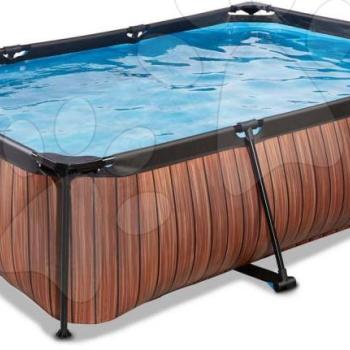 Medence szűrős szivattyúval Wood pool Exit Toys acél medencekeret 220*150 cm barna 6 évtől kép