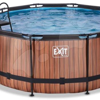 Medence vízforgatóval Wood pool Exit Toys kerek acél medencekeret 360*122 cm barna 6 évtől kép