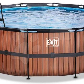 Medence vízforgatóval Wood pool Exit Toys kerek acél medencekeret 450*122 cm barna 6 évtől kép