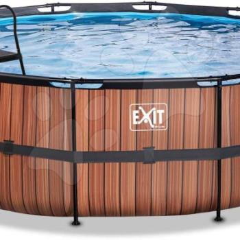 Medence vízforgatóval  Wood pool Exit Toys kerek acél medencekeret 488*122 cm barna 6 évtől kép