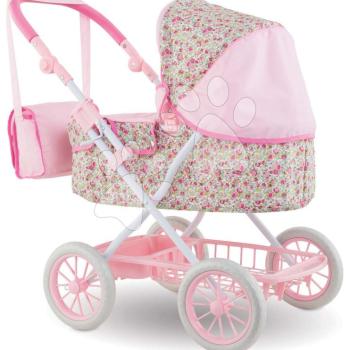 Mély babakocsi pelenkázó táskával Carriage Floral Corolle összecsukható 36-52 cm játékbabának magasságilag állítható kép