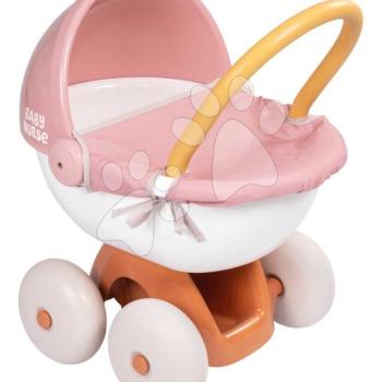 Mély babakocsi textillel Pram Soft Baby Nurse Smoby 42 cm játék babának 54 cm magas ergonómikus tolókarral 18 hó-tól kép