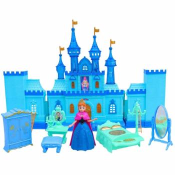 Mesebeli varázskastély hercegnővel, hintóval és rengeteg más kiegészítővel - zenél és világít - kék (BBMJ) kép