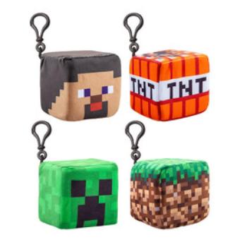 Minecraft plüss kocka kulcstartó 8 cm figurával, 4 féle kép