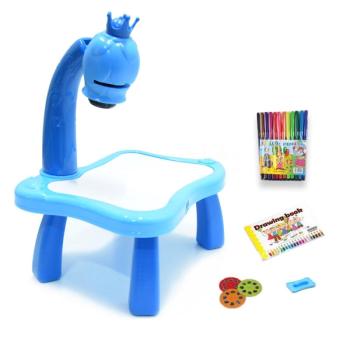 Mini projektoros zenélő rajzasztal gyerekeknek - filctollakkal, mintákkal kék (BBJ) kép