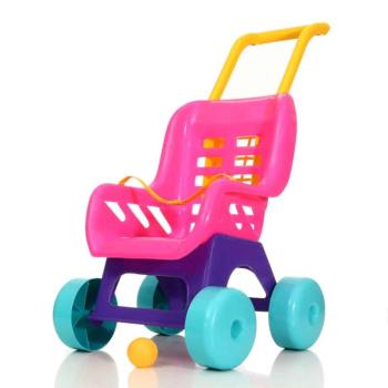 Műanyag játék sport babakocsi biztonsági övvel - járássegítő játék és baba kiegészítő kislányoknak vidám színekben - 42 x 49 x 29 cm (BBJ) kép