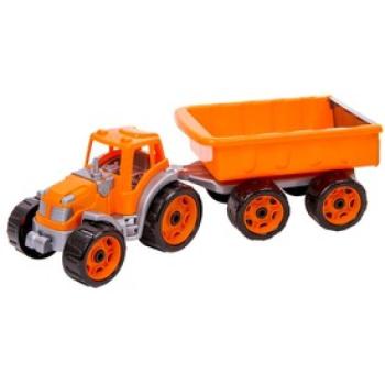 Műanyag traktor utánfutóval - 53 cm kép