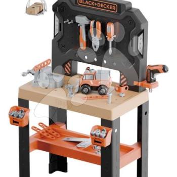 Munkapad mechanikus daruval Bricolo Builder Workbench Smoby összeszerelhető kisautóval és fúróval 92 kiegészítő 102 cm magas kép