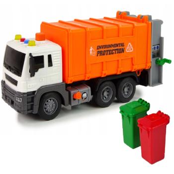 Narancssárga szemétszállító teherautó – súrlódásos meghajtású játékautó hangeffektekkel gyerekeknek 26cm JS108B (BBJ) kép